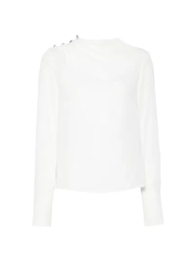 Patrizia Pepe Draped Button-detail Blouse In White