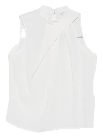 Patrizia Pepe Draped Cowl-neck Top In White