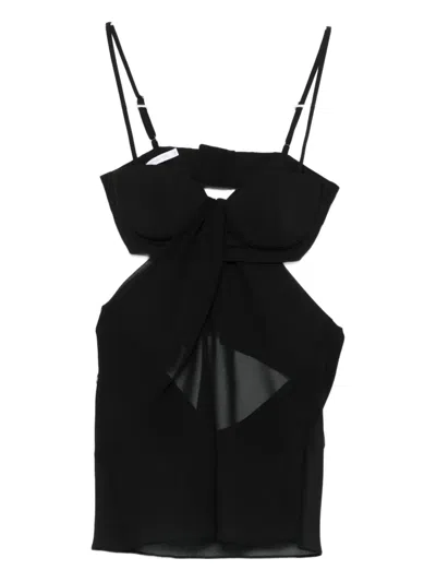 Patrizia Pepe Draped-detail Top In Black