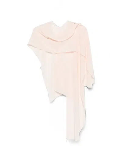 Patrizia Pepe Draped Logo-charm Scarf In Neutral