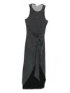 Patrizia Pepe Draped Midi Dress In Gray
