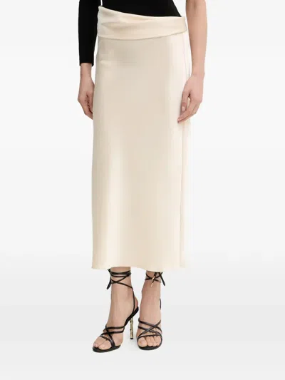 Patrizia Pepe Draped Midi Skirt In Neutral