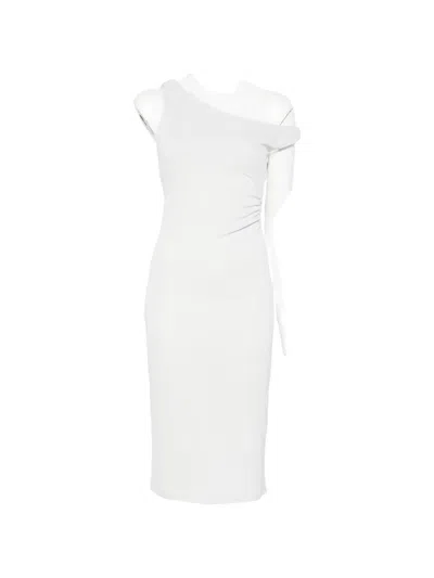 Patrizia Pepe Draped One-shoulder Midi Dress In White