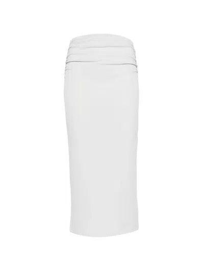 Patrizia Pepe Draped Ruched Midi Skirt In White