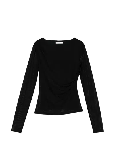 Patrizia Pepe Draped Tulle T-shirt In Black