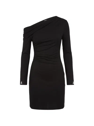 Patrizia Pepe Draped Wool Blend Midi Dress In Black
