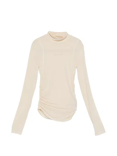 Patrizia Pepe Draping Turtleneck Jersey In Neutral