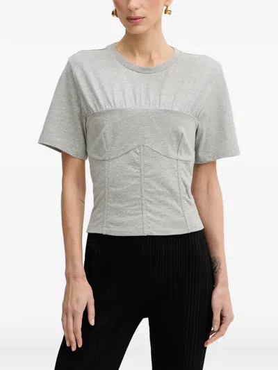Patrizia Pepe Drawstring-detail Bustier T-shirt In Gray