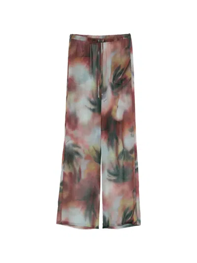 Patrizia Pepe Drawstring Floral Print Trousers In Animal Print