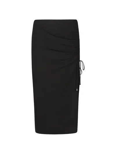 Patrizia Pepe Drawstring Midi Skirt In Black