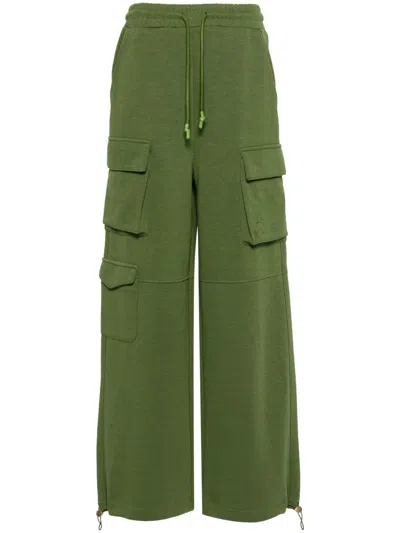Patrizia Pepe Drawstring-waist Cargo Track Pants In Green