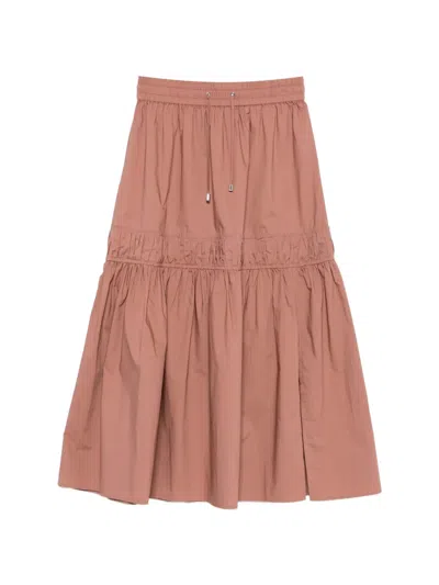 Patrizia Pepe Drawstring-waist Tiered Midi Skirt In Pink