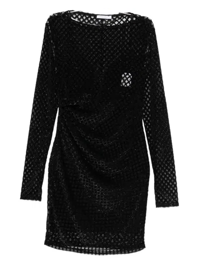 Patrizia Pepe Mini Dress With Diamond Mesh Design In Black