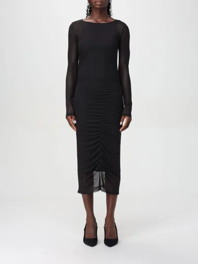 Patrizia Pepe Open-back Midi Dress In Schwarz