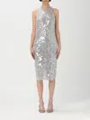 Patrizia Pepe Glass Gray Sequin Dress In Silver