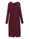 Patrizia Pepe V-neck Long-sleeved Dress In Red