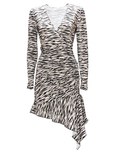 Patrizia Pepe Zebra-print Midi Dress In Black & Ivory Zebra