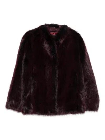 Patrizia Pepe Dropped-shoulder Faux-fur Jacket In Purple