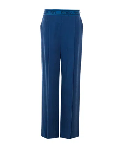 Patrizia Pepe Elastic-waistband Fluid Palazzo Pants In Blue