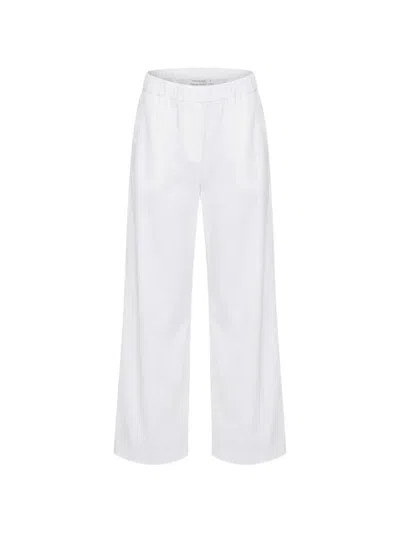 Patrizia Pepe Elasticated Wide-leg Trousers In White