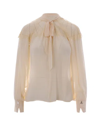 Patrizia Pepe Elegant Mini Shirt For Women In Warm Ivory