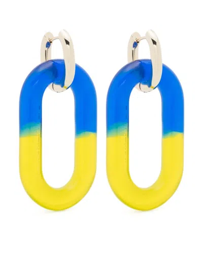 Patrizia Pepe Elongated Hoop Design Earrings In Blue