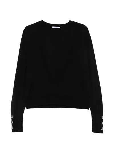 Patrizia Pepe Embellished Cut-out Sweater In Black