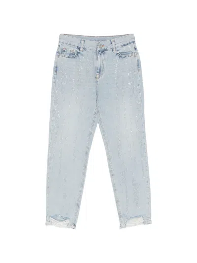 Patrizia Pepe Embellished Distressed Jeans In Blue