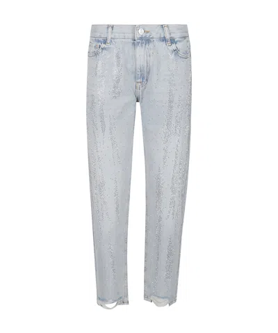 Patrizia Pepe Embellished Distressed Jeans In Blue