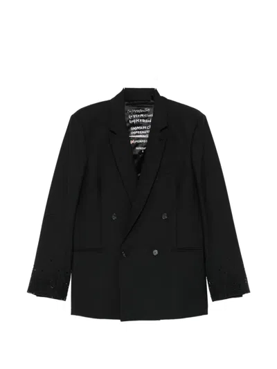 Patrizia Pepe Embellished Double-breasted Blazer In Black