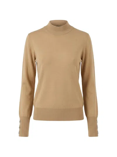 Patrizia Pepe Embellished High-neck Sweater In Brown