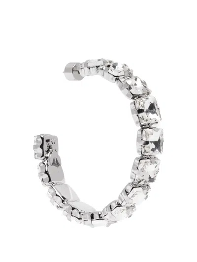 Patrizia Pepe Embellished Hoop Earrings In Silver