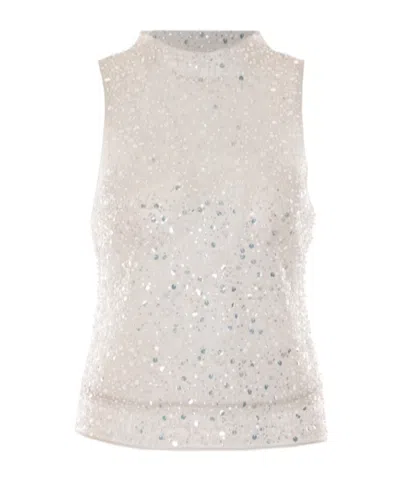 Patrizia Pepe Embellished Sleeveless Top In Gray