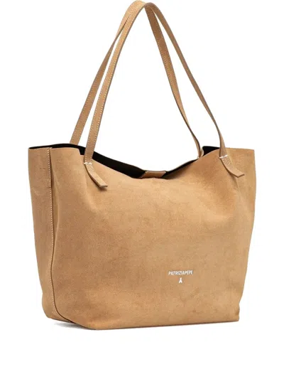 Patrizia Pepe Embossed-logo Tote Bag In Brown