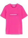 Patrizia Pepe Embossed-slogan T-shirt In Rosa