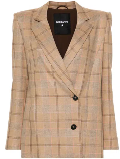 Patrizia Pepe Embroidered Canvas Blazer In Brown