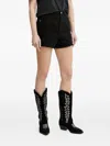 Patrizia Pepe Embroidered-logo Frayed Short Shorts In Black