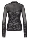 Patrizia Pepe Embroidered-mesh Sweater In Black