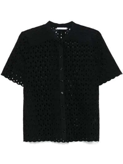 Patrizia Pepe Embroidered Shirt In Black