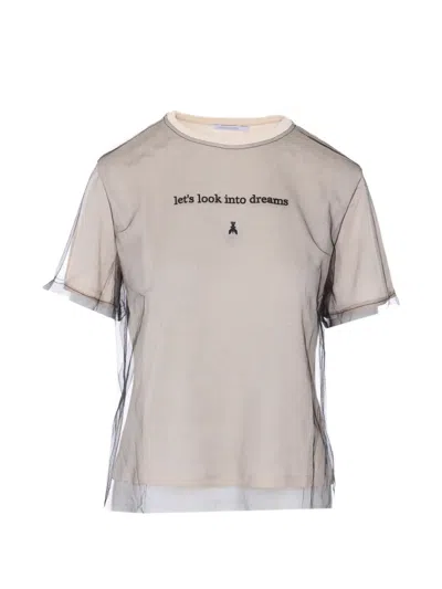 Patrizia Pepe Embroidered Short-sleeved Top In Neutral