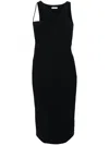 Patrizia Pepe Asymmetric-neck Midi Dress In Black