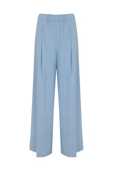 Patrizia Pepe Essential Crepe Palazzo Trousers In Blue
