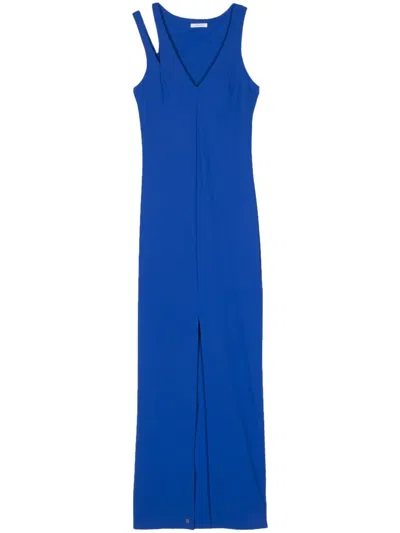 Patrizia Pepe V-neck Maxi Dress In Blue