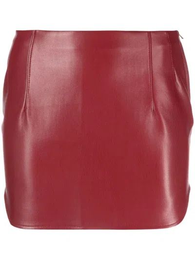 Patrizia Pepe Essential Faux-leather Mini Skirt In Red