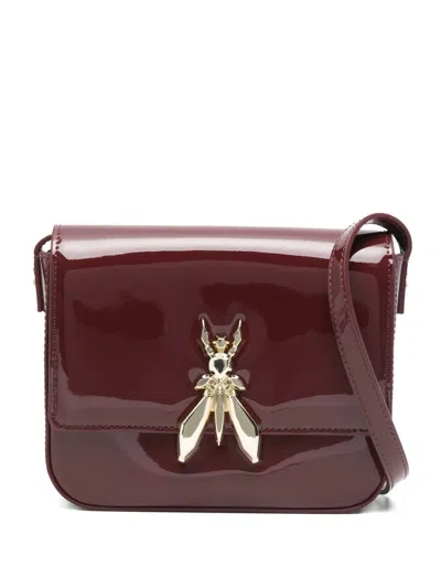 Patrizia Pepe Essential Fly Leather Shoulder Bag In Burgundy