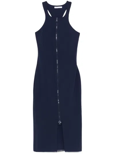 Patrizia Pepe Essential Jersey Midi Dress In Blue