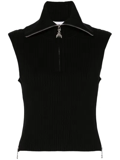 Patrizia Pepe Zip-up Vest In Schwarz