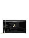 Patrizia Pepe Essential Logo-hardware Chain Clutch In Black