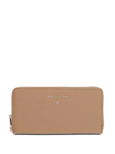 Patrizia Pepe Essential Logo-plaque Zip-around Wallet In Brown