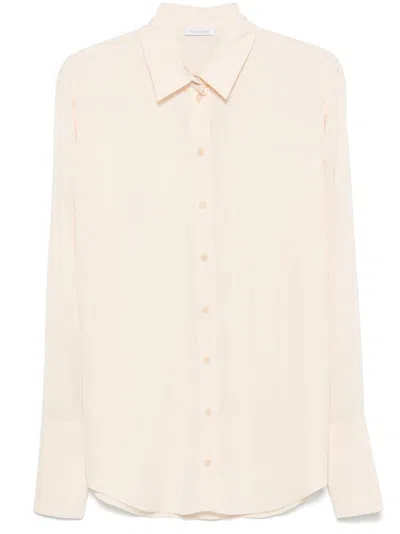 Patrizia Pepe Pointed-collar Satin-finish Shirt In Odyssey White